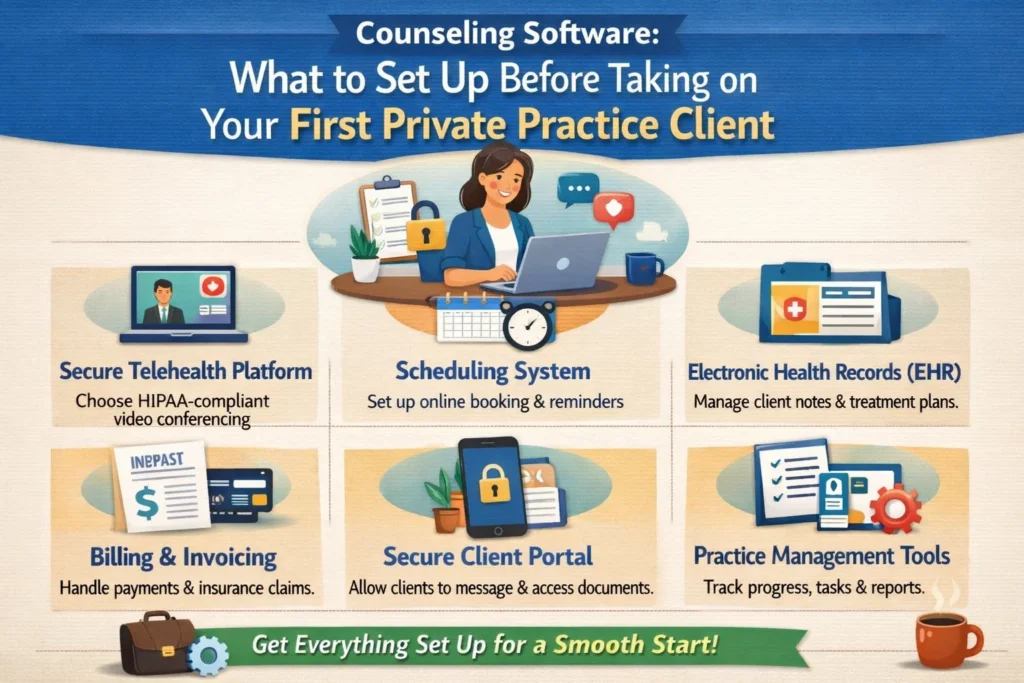 Counseling Software: What to Set Up Before Taking on Your First Private Practice Client