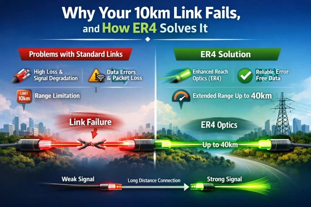 Why Your 10km Link Fails, and How ER4 Solves It?