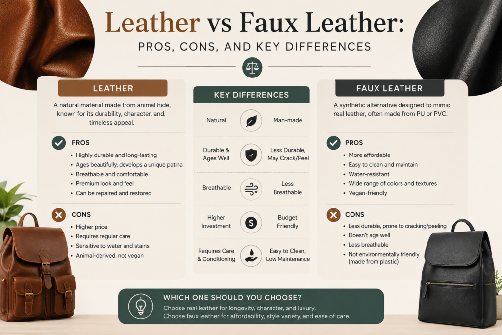 Leather vs Faux Leather: Pros, Cons, and Key Differences